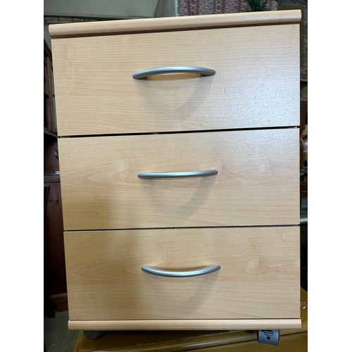 388 - TWO BEDSIDE CHESTS OF 3  DRAWERS, ONE MODERN, ONE TRADITIONAL