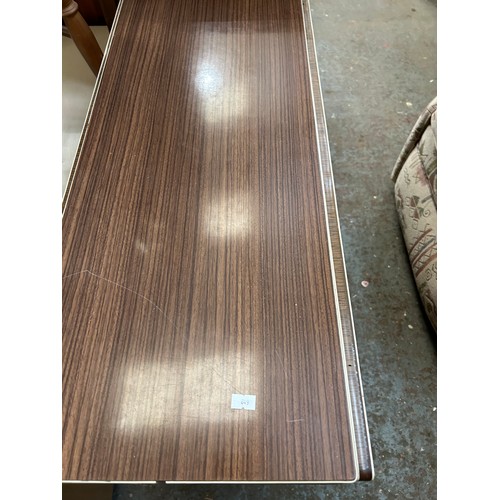 444 - MID CENTURY DROP LEAF DINING TABLE WITH FORMICA TOP