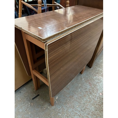 444 - MID CENTURY DROP LEAF DINING TABLE WITH FORMICA TOP