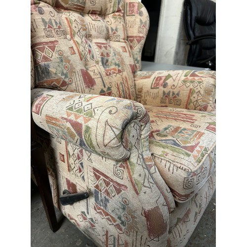 445 - VERY NICE ARMCHAIR UPHOLSTERED WITH AZTEC PATTERN FABRIC