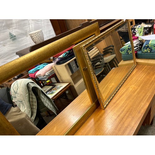 470 - A LARGE BEVELL EDGE GILT FRAMED WALL MIRROR PLUS ANOTHER FRAMED WALL MIRROR