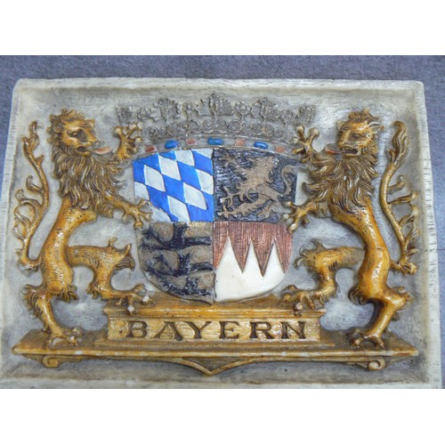 53 - A BAYERN WAX PLAQUE AND A VINTAGE HORN