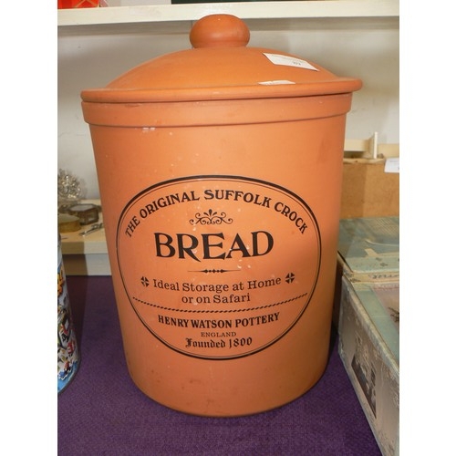 89 - LARGE TERRACOTTA BREAD CROCK BY HENRY WATSON