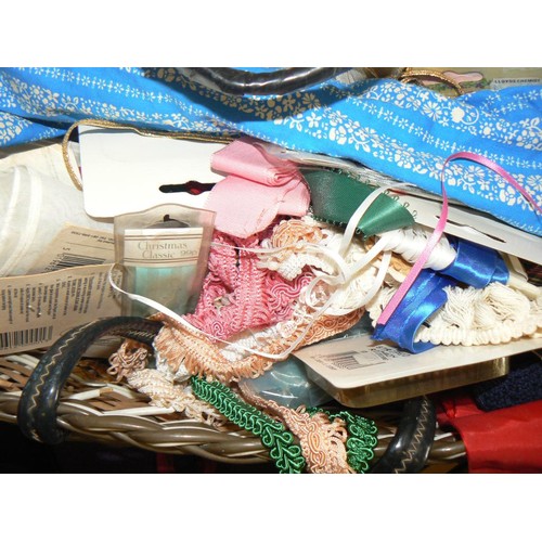 94 - BASKET OF VARIOUS KNITTING AND SEWING ITEMS