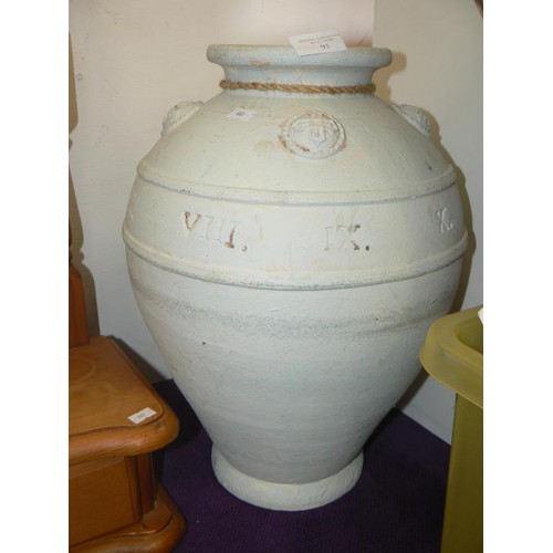 95 - LARGE PAINTED URN WITH ROMAN NUMERAL DESIGN