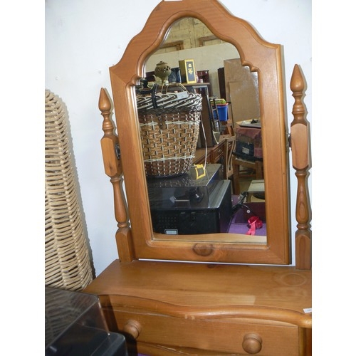 96 - NICE PINE DRESSING TABLE MIRROR WITH STORAGE DRAWER BELOW