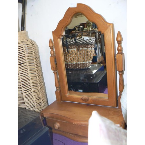 96 - NICE PINE DRESSING TABLE MIRROR WITH STORAGE DRAWER BELOW