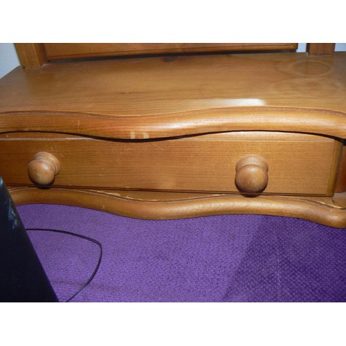 96 - NICE PINE DRESSING TABLE MIRROR WITH STORAGE DRAWER BELOW