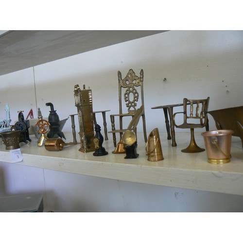 78 - A SELECTION OF METAL DOLLS HOUSE FURNITURE TO INCLUDE GRANDFATHER CLOCKS, GOTHIC CHAIRS, MANGLES, BA... 