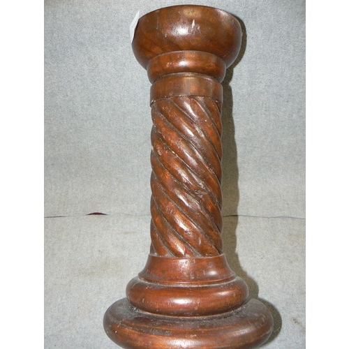 106 - LARGE BARLEY TWIST WOODEN CANDLEHOLDER