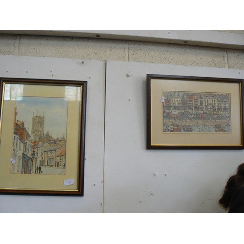 128 - FRAMED AND GLAZED WATERCOLOUR SIGNED J.K. WATSON PLUS A FRAMED AND GLAZED PRINT SIGNED J.A. STEWART