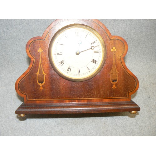 76 - WOODEN MANTLE CLOCK WITH INLAID FRENCH CASE