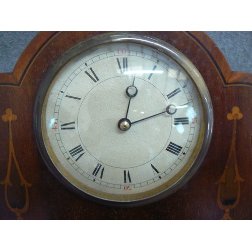 76 - WOODEN MANTLE CLOCK WITH INLAID FRENCH CASE