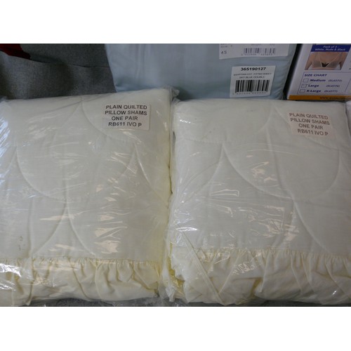 160 - EGYPTIAN COTTON DOUBLE FITTED SHEET, 2 PAIRS OF PILLOW SHAMS, NET CURTAIN AND SLIM SLEEVES ALL NEW I... 