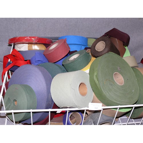 163 - LARGE BASKET OF BIAS BINDING TAPE IN VARIOUS COLOURS