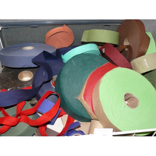 163 - LARGE BASKET OF BIAS BINDING TAPE IN VARIOUS COLOURS