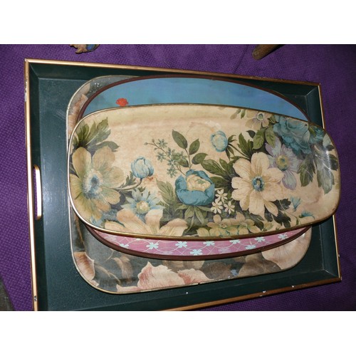 168 - 4 DECORATIVE VINTAGE TRAYS, INCLUDES 1 FROM THE WILLIAM MORRIS COLLECTION.