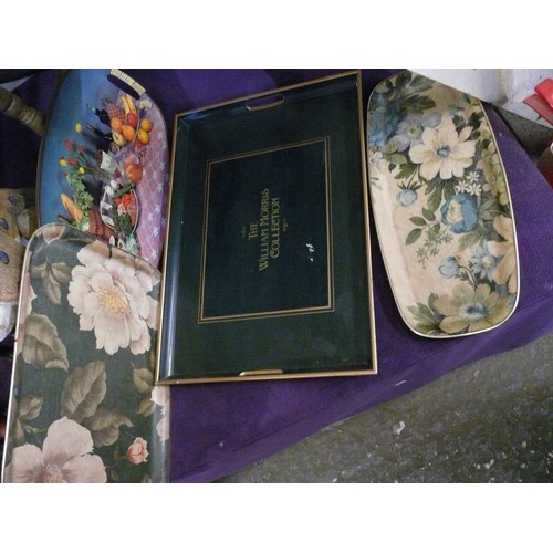 168 - 4 DECORATIVE VINTAGE TRAYS, INCLUDES 1 FROM THE WILLIAM MORRIS COLLECTION.