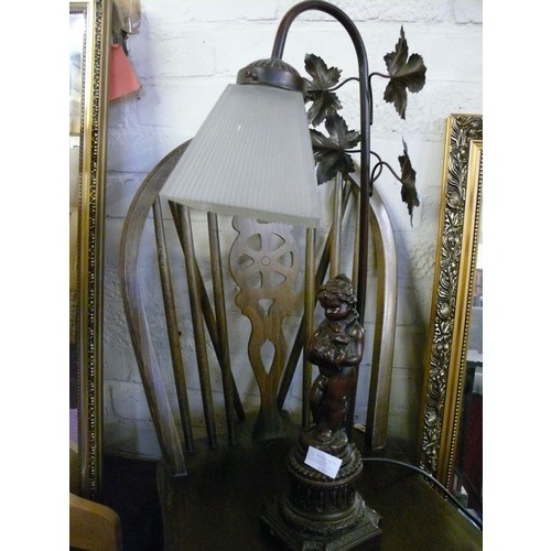 172 - VERY NICE ART NOUVEAU TABLE LAMP WITH GLASS SHADE