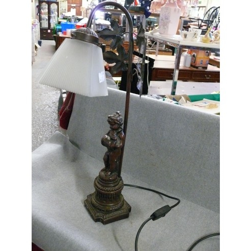 172 - VERY NICE ART NOUVEAU TABLE LAMP WITH GLASS SHADE