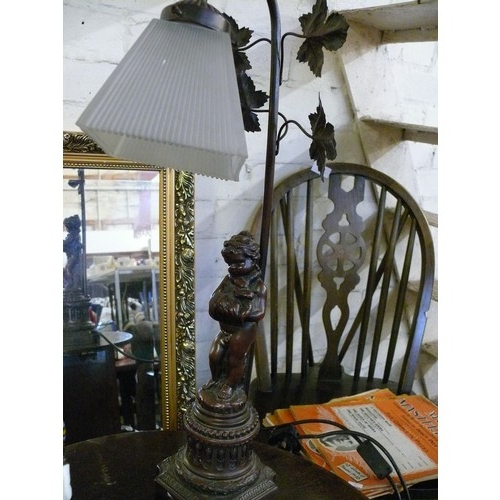 172 - VERY NICE ART NOUVEAU TABLE LAMP WITH GLASS SHADE