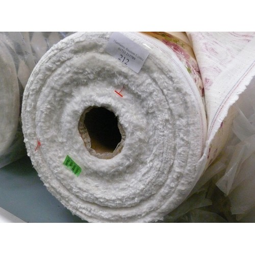 212 - FABRIC ROLL. EDSLUB LINEN. DESIGN 'H.G. ROSE ANTIQUE CREAM