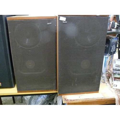 233 - PAIR OF LARGE RETRO B&W 3-WAY SPEAKERS IN TEAK.