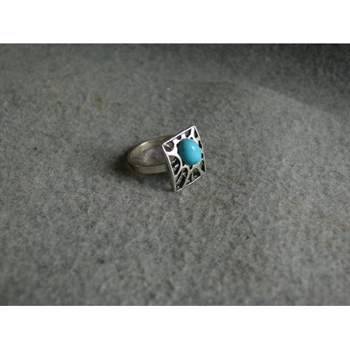 24 - 2 SILVER AND TURQUOISE  RINGS SIZE P