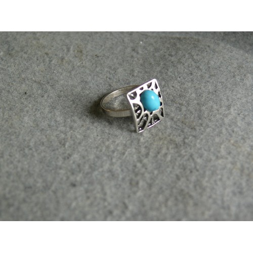 24 - 2 SILVER AND TURQUOISE  RINGS SIZE P