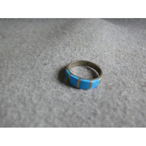 24 - 2 SILVER AND TURQUOISE  RINGS SIZE P