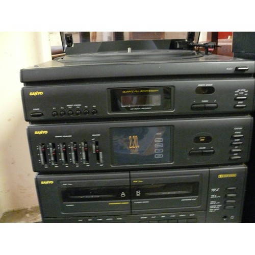 276 - SANYO STACKING MUSIC SYSTEM WITH TURNTABLE, DUAL CASSETTE, GRAPHIC EQUALISER, AND SYNTHESIZER. SANYO... 