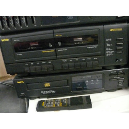 276 - SANYO STACKING MUSIC SYSTEM WITH TURNTABLE, DUAL CASSETTE, GRAPHIC EQUALISER, AND SYNTHESIZER. SANYO... 