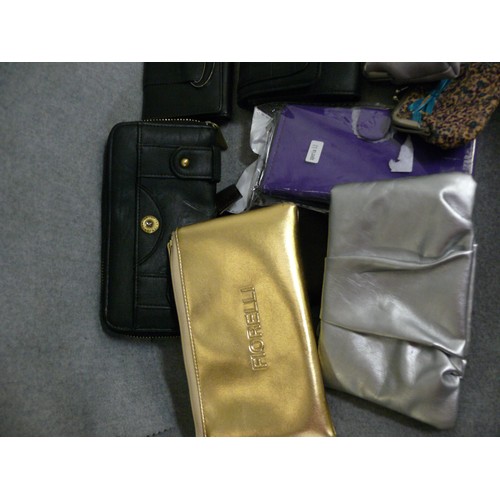 363 - 16 X VARIOUS PURSES, WALLET, COSMETIC BAGS INCLUDING A NEW PHONE CASE IN PACKAGING, FIORELLI BLACK L... 