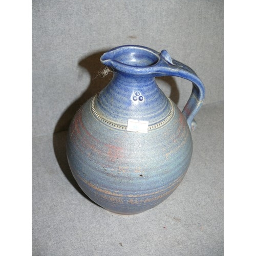 364 - ST AGNES STUDIO POTTERY JUG IN BLUE AND PINK GLAZE