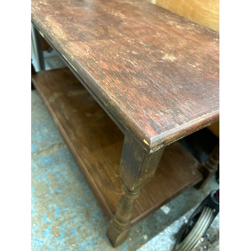 441 - OAK AND OAK VENEER COFFEE TABLE WITH SHELF BELOW