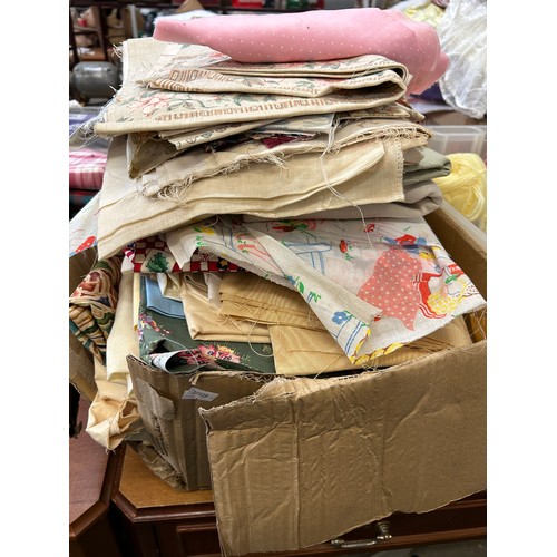 436 - LARGE BOX OF COTTON AND OTHER FABRICS  - MOSTLY PATTERNED, SOME PLAIN, DAMASK ETC