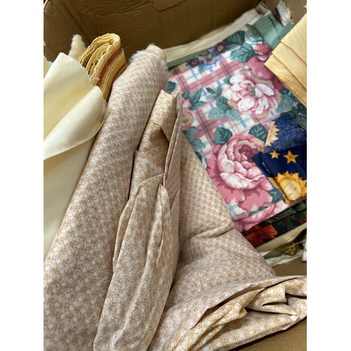 436 - LARGE BOX OF COTTON AND OTHER FABRICS  - MOSTLY PATTERNED, SOME PLAIN, DAMASK ETC