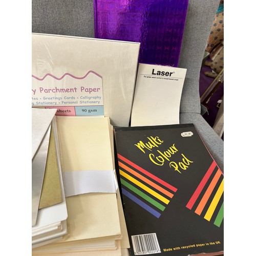 429 - PILE OF PAPERS,  STATIONERY, NOTE BOOKS, PARCHMENT PAPER, CARD, TISSUE PAPER