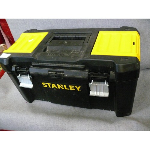 394 - STANLEY TOOL BOX WITH CONTENTS OF ELECTRICAL WIRING ETC