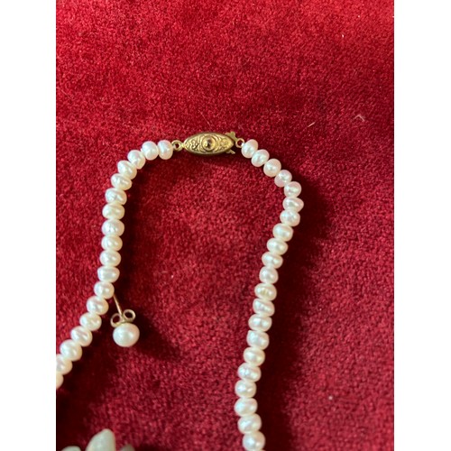 48 - A STRING OF REAL SOUTH SEA PEARLS REALLY NICE WITH BOX PLUS A JADE BRACELET