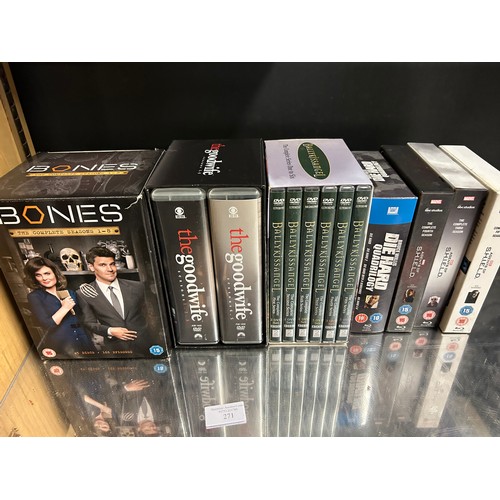 271 - 7 X LARGE BOX-SETS. INC BONES, THE GOOD WIFE, BALLYKISSANGEL, DIE-HARD, AGENTS OF SHIELD.