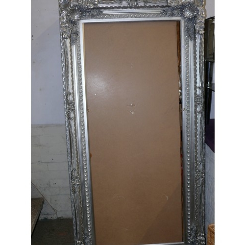 155 - SPECTACULAR SILVER COLOURED ANTIQUE STYLE PICTURE FRAME, APPROX 5FT HIGH