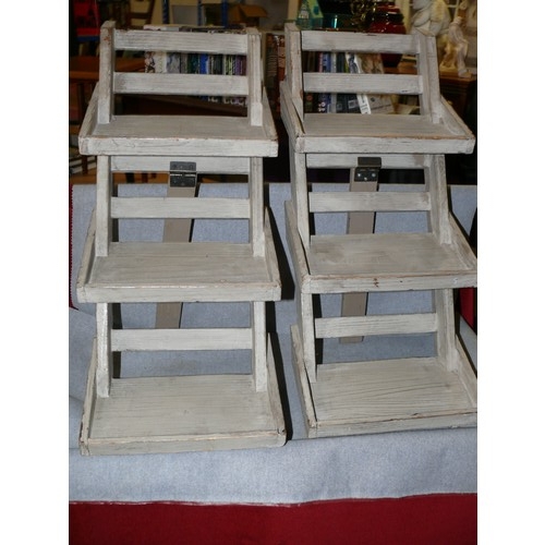 177 - 2 WOODEN GRADUATING LADDER DISPLAY STANDS