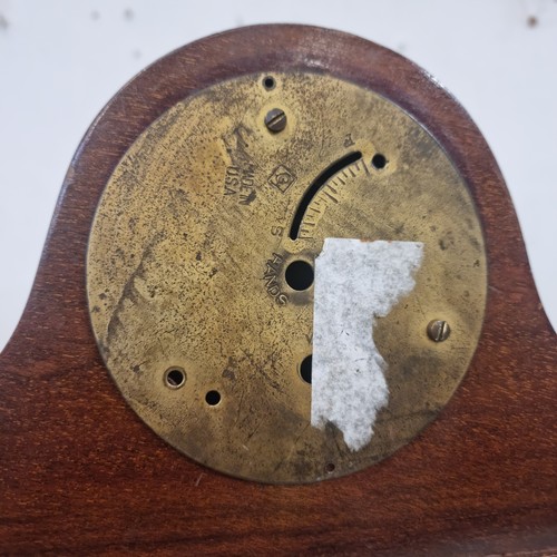 74 - 8 DAY WOODEN MANTLE CLOCK WITH MARQUETRY INLAY