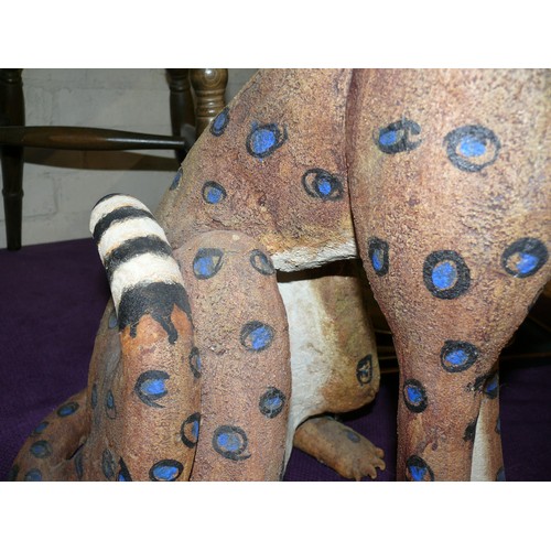 167 - BEATIFUL LARGE CERAMIC CHEETAH BY MILLIE WOOD SWANEPOEL