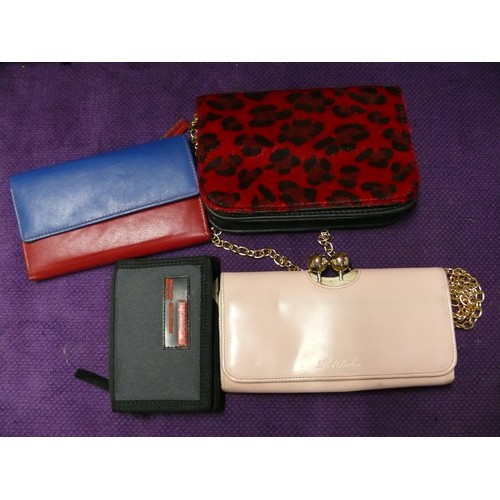 191 - PURSES AND WALLETS, INC TED BAKER & BENCH, AND A FAUX FUR RED ANIMAL PRINT WITH GOLD STRAP!