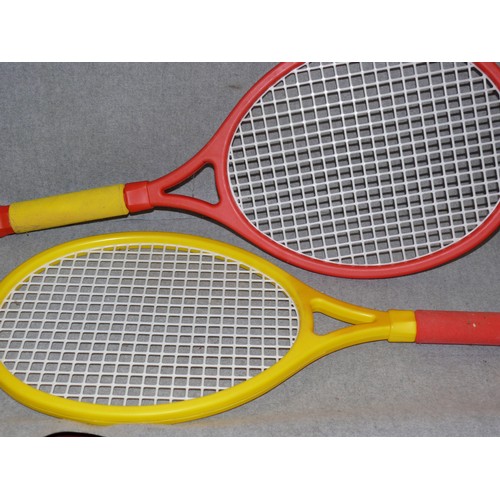 281A - FOOTBALL, RUGBY BALL, CRICKET BAT AND PLASTIC TENNIS RACKETS