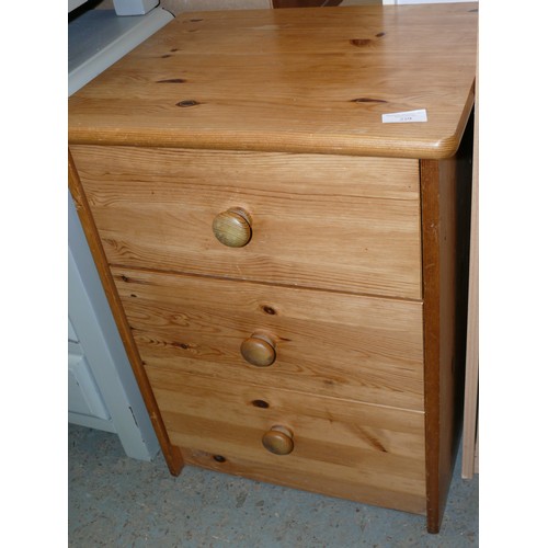 308 - PINE 3 DRAWER BEDSIDE CABINET