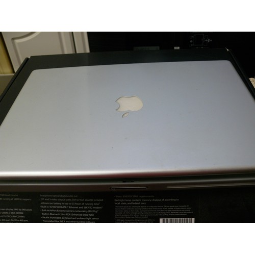 322 - APPLE POWERBOOK G4 15 INCH WIDESCREEN DISPLAY WORKING LAPTOP WITH ORIGINAL BOX, INSTRUCTIONS, LEADS ... 