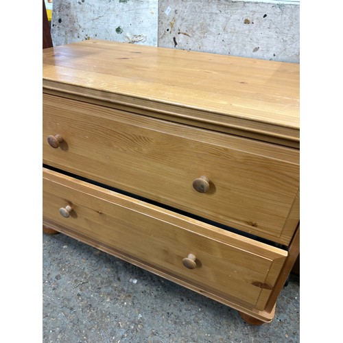 496 - PINE 2 DRAWER CHEST OF DRAWERS